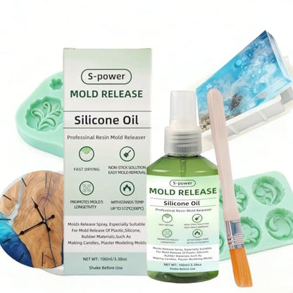 Professional Mold Release Spray for Candle Making & Epoxy Resin | Fast-Drying Silicone Formula | Non-Stick Extends Mold Life | Withstands 500°F | 3.38oz/100ml