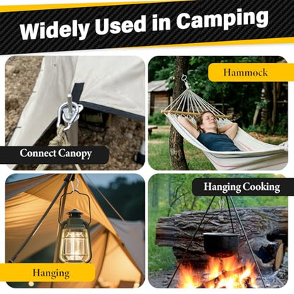 Hammock Hanging Kit, Load Capacity 1400 lb, Stainless Steel Hammock Hook Carabiner Set for Yoga Hammock Swing Chair Indoor Outdoor Relaxation (4-Pack Carabiner Clips) - color: 4-pack Carabiner Clips
