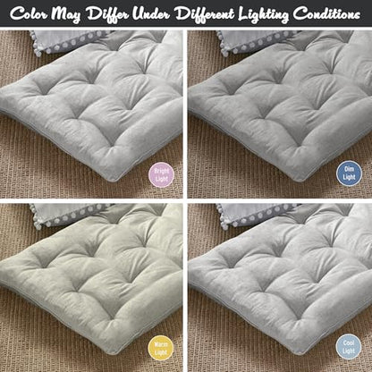 Intelligent Design Foldable Lightweight Lounge Floor Pillow 27" x 74" Grey | Edelia Poly Chenille Soft Sheen Cushion, Tufted Seat for Meditation, Game Playing, Yoga, Reading with Travel Wrap - color: Gray