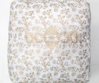 INDIAN CRAFT CASTLE Mandala Mandala Barmeri Large Floor Pillow Cover Cushion Meditation Seating Ottoman Throw Cover Hippie Decorative Zipped Bohemian Pouf Ottoman Cases (Golden, 16" Square)