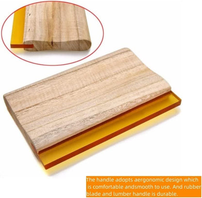 INTBUYING Screen Printing Squeegee Ink Squeegee Wooden Oiliness Scraper 75 Durometer 18inches Long 4 inches Wide with Rubber Blade and Wooden Handle - size: 18 inches long