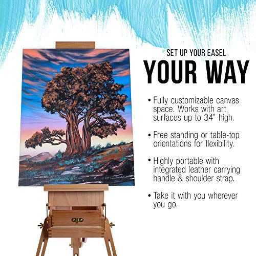 U.S. Art Supply Coronado Small Wooden French Style Field & Studio Sketchbox Easel - Art Easel for Adults, Drawer, Palette - Adjustable Wood Tripod Stand, Portable Artist Table for Painting, Sketching - style: Small Easel