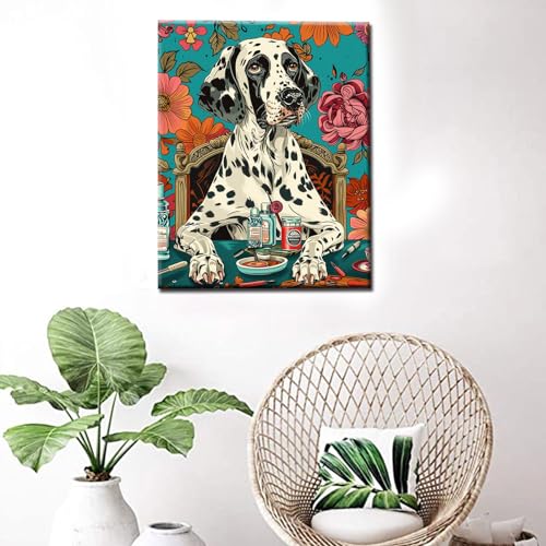 Tucocoo Dalmatian Family Dog Paint by Numbers Kit for Adults Beginners Boho Style Paint by Numbers Adult Kit Animal Painting Kits Canvas Acrylic Paint Funny Room Decor 16x20 Inches （Without Frame ） - color: Artwork-11, size: 16''x20''(Without Frame)