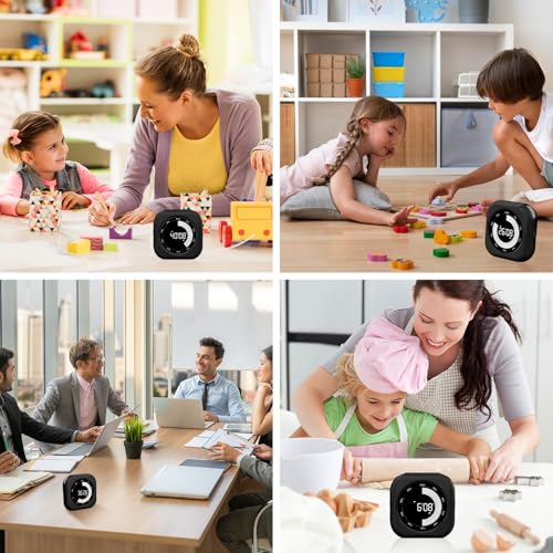 PERSUPER Visual Timer for Kids, Rechargeable 10-Hour Count Up/Down Timer | with 3 Brightness Display, 3 Volume Levels and Magnetic, Homeschool Study Tool, Large Digital Timers for Kitchen, Classroom - color: Black-1