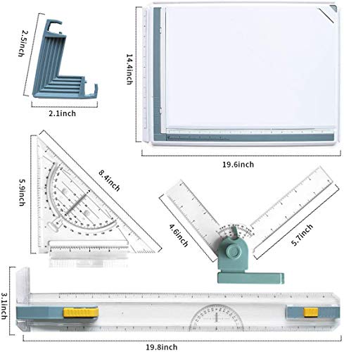 Inch A3 Drawing Board Drafting Table Multifunctional Drawing Board Table with Clear Rule Parallel Motion and Angle Adjustable Measuring System - size: 14"W x 19.7"H