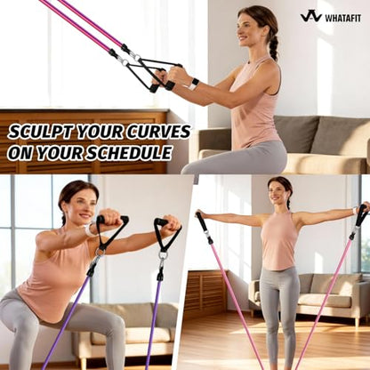 WHATAFIT Resistance Bands with Handles, 5-Level Exercise Bands for Workout - color: Pink Purple-Ankle
