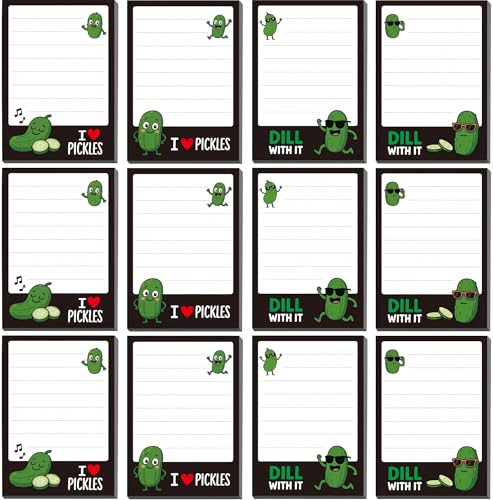 Pickle Sticky Notes, 12 Pads Office Gifts for Coworkers, Pickle Notepads | Funny Post It Notes, 600 Sheets 3.6 x 2.4 Inch Novelty Pickle Self-Stick Memo Pads for Office, School, Desktop - color: 12pcs Pickle