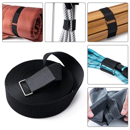 2" x32Ft Hook and Loop Straps with 25 Metal Buckles，Black - color: Black, size: 2"×32ft Metal Buckle