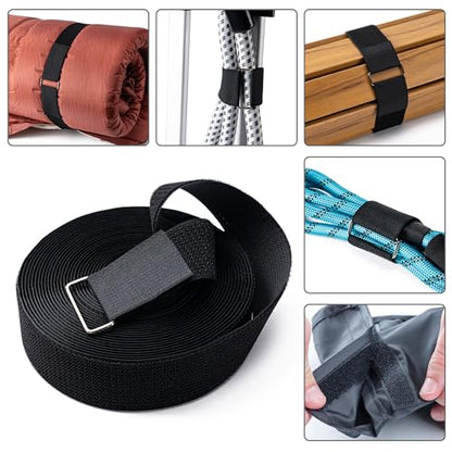 2" x32Ft Hook and Loop Straps with 25 Metal Buckles，Black - color: Black, size: 2"×32ft Metal Buckle