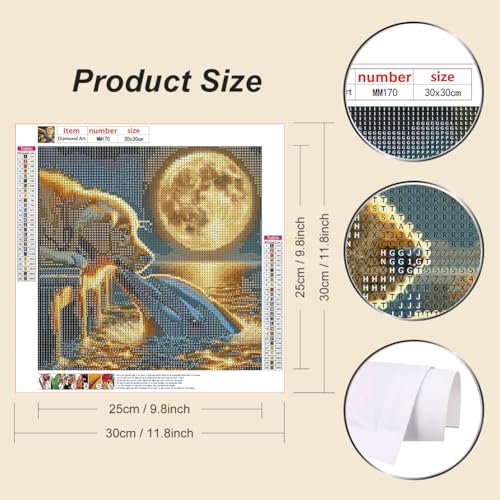 WSLWXSHM Diamond Art Painting Kits for Adults Dog and Dolphin, Animal Round Full Drill Diamond Art Kits, 5D DIY Paint with Diamonds Crafts for Home Wall Decoration Gifts 12×12Inch - color: Dog H