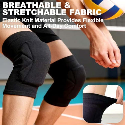 Men & Women Knee Pads for Wrestling, Elastic Soft Kneepad for Work, Black L - size: Large