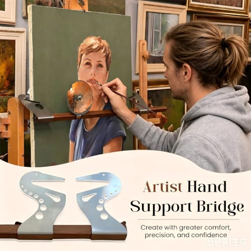 Artist Bridge Hand Rest Adjustable Easel Artist Precision Hand Stabilizer Professional Modeling Toolsincluding Wooden Bars, Rest Support Rail Leaning Drawing Detail Work Bridge Bar