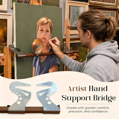 Artist Bridge Hand Rest Adjustable Easel Artist Precision Hand Stabilizer Professional Modeling Toolsincluding Wooden Bars, Rest Support Rail Leaning Drawing Detail Work Bridge Bar