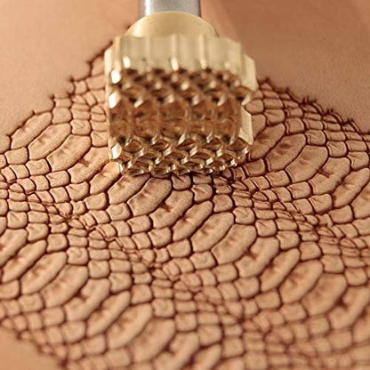 DandS ltd Snake Leather Stamp Tool, Professional Steel Craft Tool for Leatherworking, Embossing, Carving & Stamping Leather Projects, Belts Wallets & DIY Projects Compatible with Mallet #395 - color: Snake skin 0.7" x 0.7"