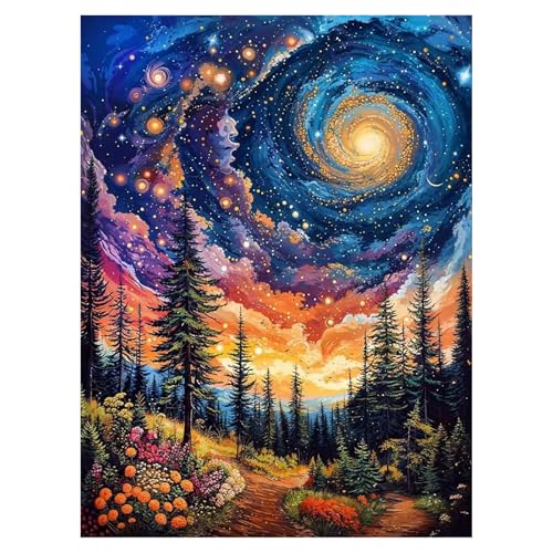Starry Sky Diamond Art Kits for Adults Beginners 12x16 IN, DIY Craft Gift | Fantastic Landscape Diamond Painting Kits for Adults, Stress Relief, Home Wall Decor, 5D Full Round Drill Gem Art - color: DP-US14
