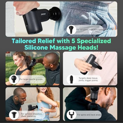 arboleaf Mini Massage Gun Deep Tissue Percussion for Back Pain, with Case - color: Charcoal