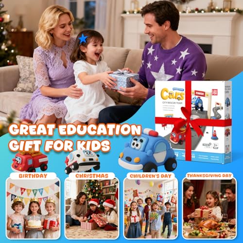 Air Dry Clay Kit for Kids - 3 Boxes Pull Back Car Making | Modeling Clay with Sculpting Tools, Base, Backing Board, Tutorial, Ultra Light & Soft, Creative DIY Arts and Crafts Toys - color: City Rescue Team