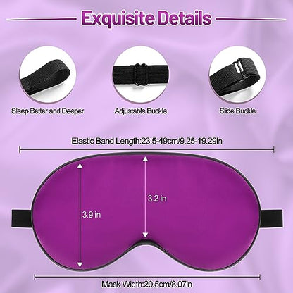 Silk Sleep Mask, Blackout Eye Mask for Sleeping with Adjustable Strap - color: Purple