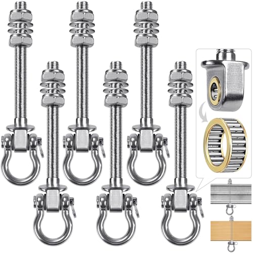 6Pcs Heavy Duty Swing Hangers with Bearings Swing Hooks for Wood & Metal Beams Stainless Steel Swing Hardware Bolts for Hanging Swings Chair Hammock Aerial Yoga Porch Swing 5" X M2/5", 1500LB Capacity - color: 6 pack - 5"