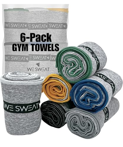 We Sweat’s (6 Pack) Microfiber Gym Towels, Highly Absorbent Soft Odor-Free - color: Speckled Grey (6 Pack), size: Sweat Towels