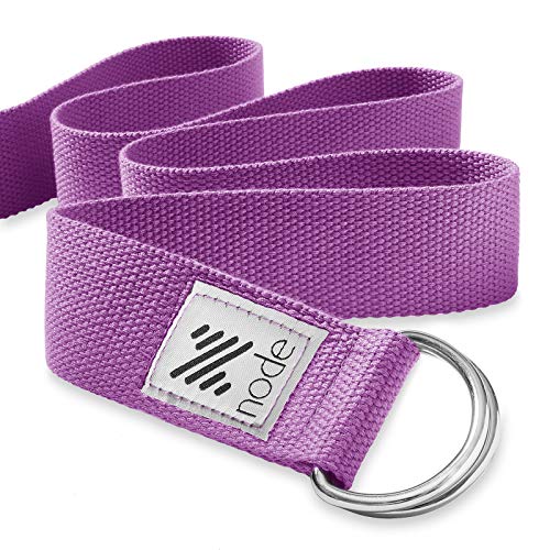7-1/2' Yoga Strap for Stretching, Woven Cotton Blend Yoga Strap with Adjustable D-Ring Buckle for Exercise, Therapy and Fitness - color: Purple