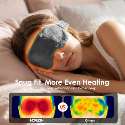 MORLIDEN Heated Eye Mask for Dry Eyes & Stye - Microwavable Warm Compress | For Blepharitis, Chalazion, MGD-Lightweight, No Heavy Pressure-Reusable Moist Heat Mask with Natural Flaxseed(Grey) - color: Steel Grey