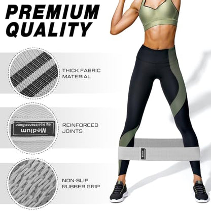 Lenwen 12 Pcs Fabric Resistance Bands Bulk - color: Gray