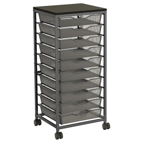10-Drawer Rolling Storage Cart, Craft Organizers and Storage, Black - color: Black, size: Extra Large 12*12 inch—10 Drawers