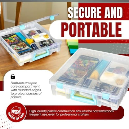 ArtBin Super Satchel 1-Compartment Craft Storage Box, Clear | One Open Compartment, 15.2 x 8 x 6.2 Inches, Secure Latches, Stackable, Clear Durable Polypropylene - color: Aqua Accents