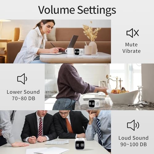 Productivity Timer Flip Gravity Sensor Cube Timer Countdown & Countup,Mute & Vibrate & Sound，5/10/30/60min & Custom Timing, Perfect for ADHD,Work,Learning,Kitchen Cooking (1White) - color: White