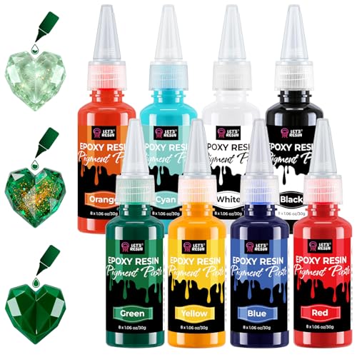 LET'S RESIN 8-Color Resin Pigment Paste, 8 * 1.06oz Concentrated Color | Epoxy Resin Color Pigment for Translucent to Opaque Coloring - Easy Mix, for Jewelry, DIY Crafts, River Tables - color: multi-color