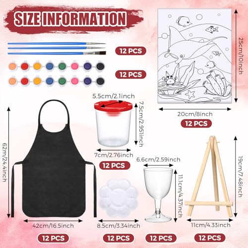 Sherr 96 Pcs 12 Sets Pre Drawn Canvas Kit for Painting Craft Sip and Paint Kit for Adults Pre Printed Canvas Painting Favor for DIY Birthday Gifts Adult's Date Party, 8 x 10 Inches(Retro) - style: Retro