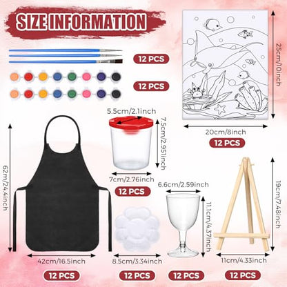 Sherr 96 Pcs 12 Sets Pre Drawn Canvas Kit for Painting Craft Sip and Paint Kit for Adults Pre Printed Canvas Painting Favor for DIY Birthday Gifts Adult's Date Party, 8 x 10 Inches(Retro) - style: Retro