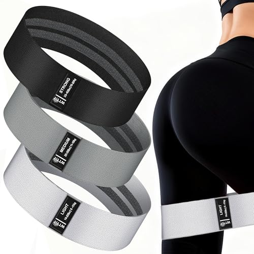Fabric Resistance Bands for Working Out, 3-Level Non-Slip Exercise Bands for Men and Women, Booty Bands Equipment for Home Workout, Pilates, Yoga, Fitness. - color: Grey