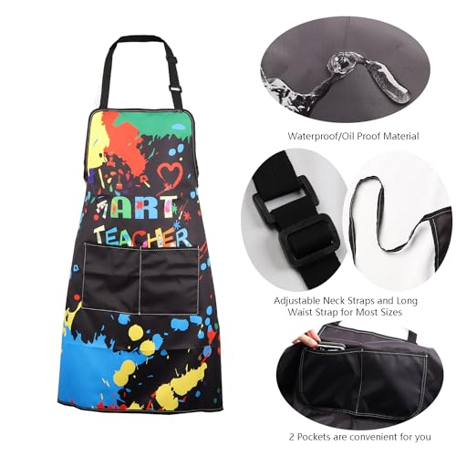 MBMSO Painting Artist Apron with Pockets Artist Painter Gifts Art Lover Gift for Art Teacher Student Painter Apron Waterproof - color: Art Teacher Apron-black