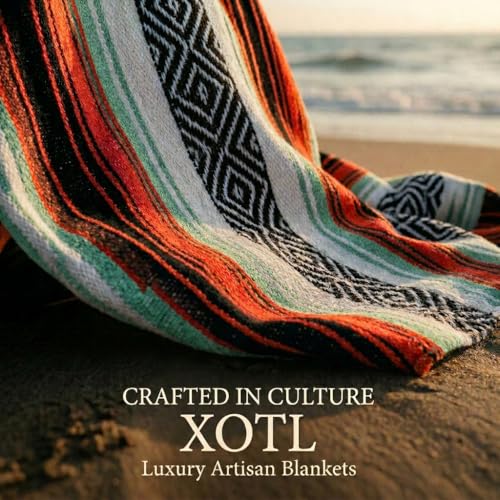 Mexican Blanket, Serape Throw Blanket for Yoga, Beach, Camping & Home Decor, Thick Heavy Falsa Blanket - color: Island Glow
