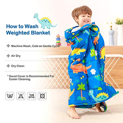 Sivio Cotton Weighted Blanket for Sleeping, 41"x60" 7 lbs, Blue Dinosaur - color: Blue Dinosaur, size: 41"x 60" 7lbs
