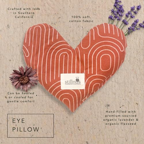 Stillnus Terra Weighted Eye Pillow – Organic Flaxseed & Lavender, Terracotta Print, Heart Shaped, Feel Better & Relaxation Gift for Women