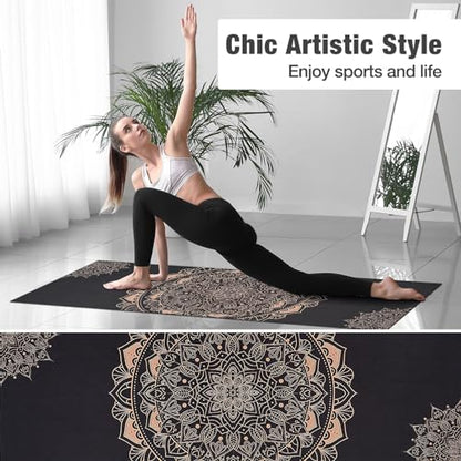 MoKo Yoga Towel, Non-Slip Quick-Dry Mat Towel, 74.4 x 27.4 in, Lotus - color: Black Gold