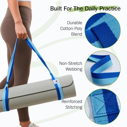 Slim Panda Yoga Mat Straps for Carrying, Adjustable Yoga Mat Carrier Sling Fits All Mats(Mat Not Included) - color: Ocean, size: 72 inches