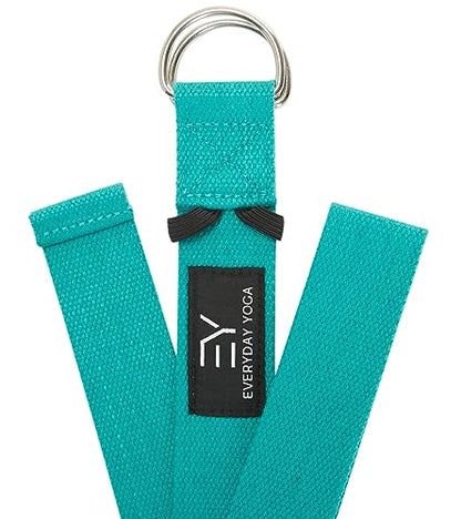 Everyday Yoga Strap with Metal D-Ring Athletic Stretching, 6ft/8ft/10ft | Durable Stretching Strap, Flexibility Training, Exercise & Fitness For Yoga, Pilates, Physical Therapy, Gym, Unisex-Adult - color: Aqua, size: 10 Foot