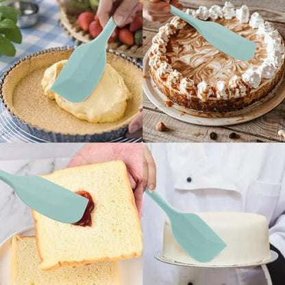 Silicone Spatulas Set, Rubber Spoon Spatula Heat Resistant Spoonula One Piece Design Seamless Spatula Non-Stick Scrapers Baking Mixing Tool (Light Green) - color: Light Green