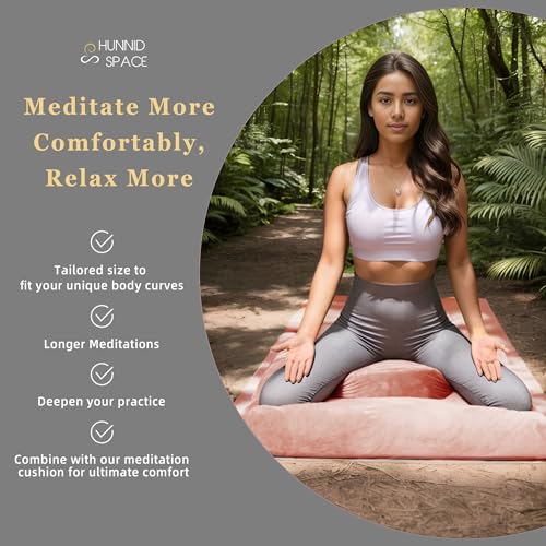 Meditation Cushion Set Zafu & Zabuton – Buckwheat Hull & Memory Foam, Adjustable Floor Pillow for Yoga, Meditation & Sitting, Removable Velvet Cover (Blush Pink) - color: Blush Pink