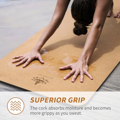 Hatha Yoga Extra Large Natural Cork Yoga Mat - 78" x 32" or 72" x 48", 1/2" Extra Thick Non-slip TPE Exercise Mat, Anti-tear Pilates Mat for Home, Gym, Hot Yoga, Stretching, Fitness & Workouts - size: Extra Long (78"x32"x1/2")