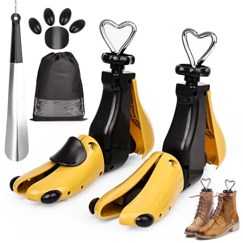 2Pack Shoe Stretcher For Men Women, Adjustable Boot Stretcher For Wide Feet - color: Yellow, size: Women 10.5-14,Men 9.5-14