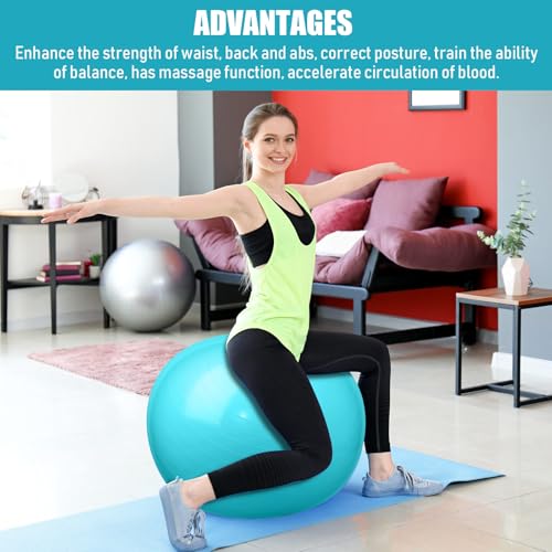 Leyndo 4 Pcs 26 Inch Yoga Exercise Ball Pilates - color: Turquoise Color