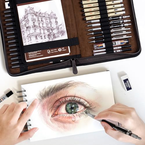 Nicpro Art Drawing Supplies Kit in Leather Case