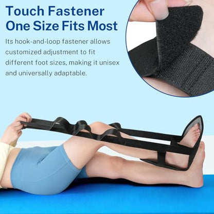 Physical Therapy Stretching Strap for Knee Pain Relief, Adjustable Flexibility Aid, Yoga Pilates Rehab Tool for Hamstring, Hip Flexor, IT Band, Includes Portable Storage Bag, 1Pc
