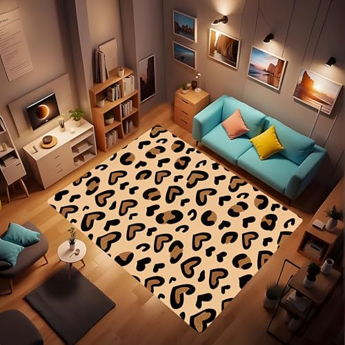 Leopard Print Carpet Area Rug - Lovely Vintage Art Leopard Print Fashion Carpets for Kids Theme Living Room Indoor Bedroom Decor Soft Farmhouse Decor 2'x3' - color: Brown, size: 2'x3'