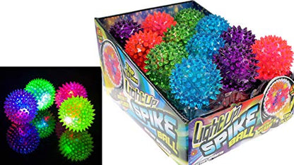 JA-RU Light Up Spiky Balls for Kids (24 Pack) – Light Up Bouncy Balls, Spiky Fidget Toys for Stress Relief, Sensory Bin Filler, Bulk Party Favors, & Classroom Prizes. 695-24p - size: 24 Pack of Spike Balls